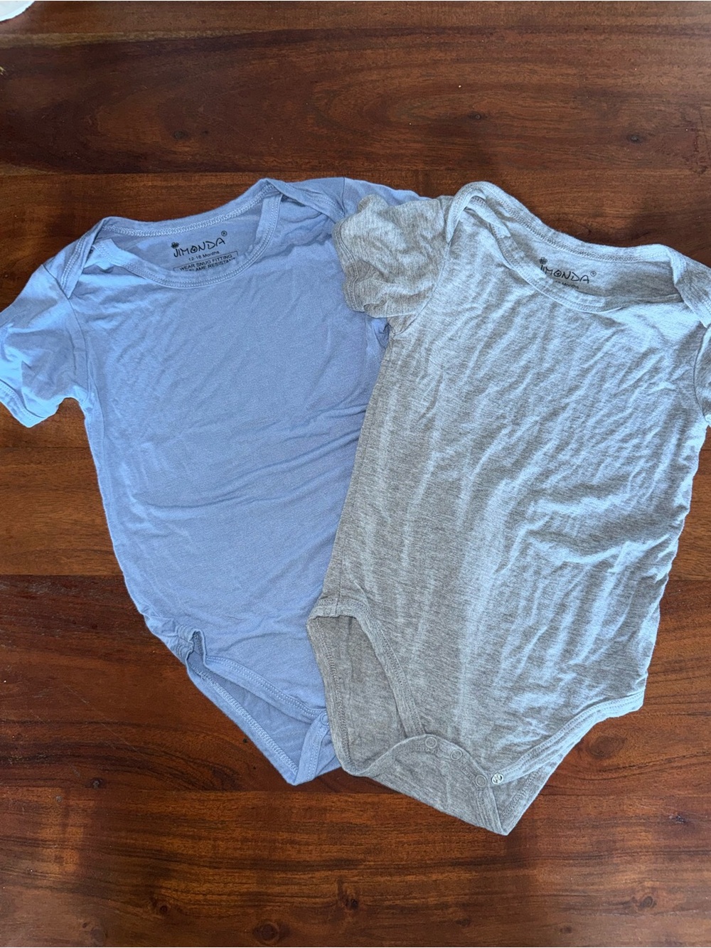 Tea Collection Baby Bodysuits in Light Blue and Heather Gray - Set of 2